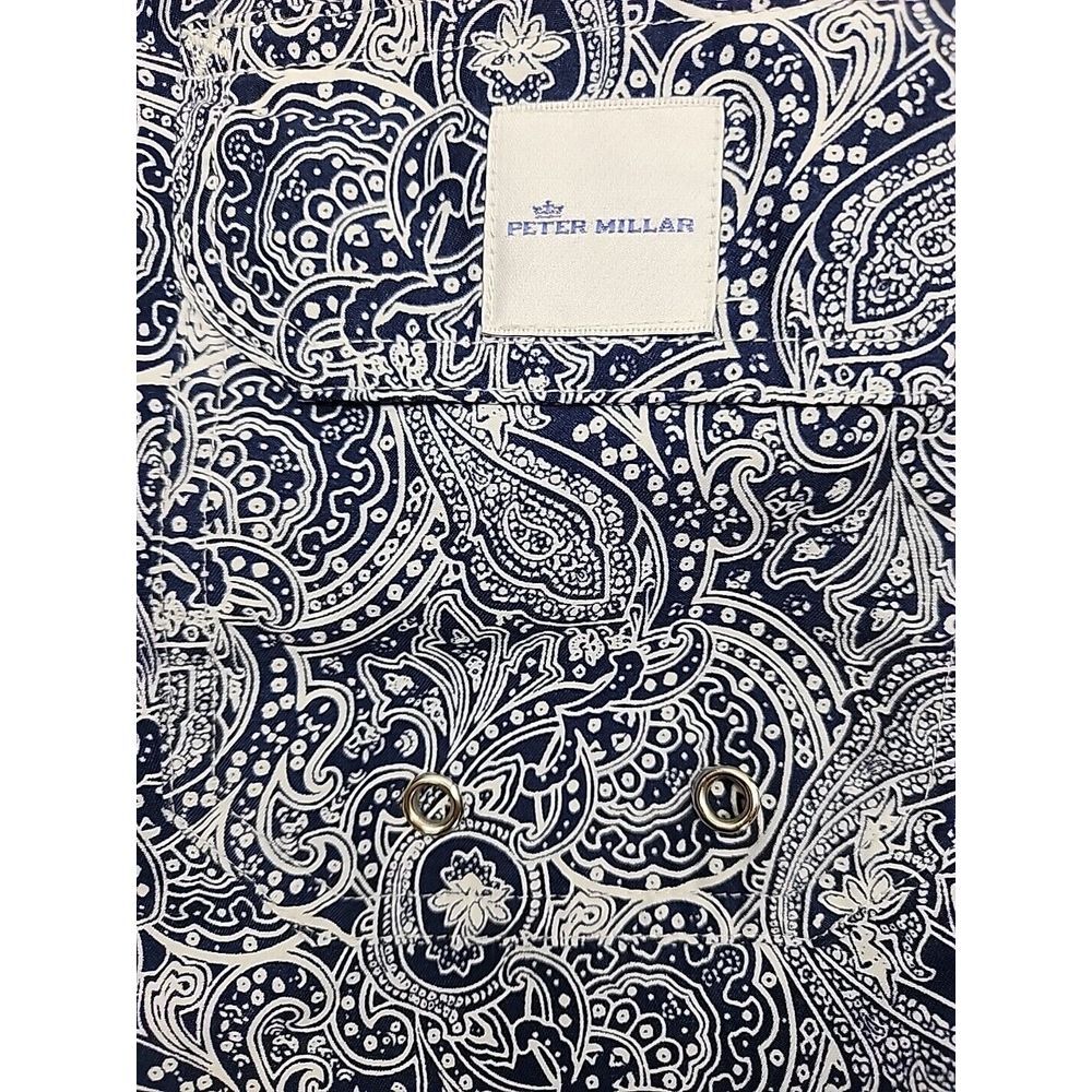 Peter Millar Mens Large Blue Paisley Floral Allover Print Swim Trunk